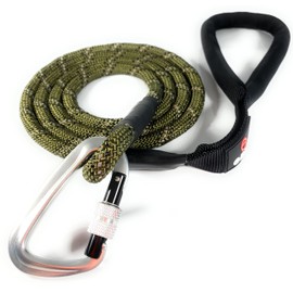 Locking Carabiner Dog Leash – Heavy Duty Rope Leash for Large & Medium Dogs | Reflective with Strong Clip & Padded Handle for Walking, Hiking, Running, Training - 6 Ft (Military Green)