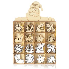 com-four® 48-Piece Christmas Tree Decoration Wooden Pendant Set - Christmas Tree Decorations for Decorating the Christmas Tree - Christmas Tree Decorations (Santa Claus - 48 Pieces)