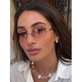 Retro Oval Sunglasses for Women Men, 2025 Trendy Fashion Small Narrow 90s Y2K Sun Glasses Designer Sunnies