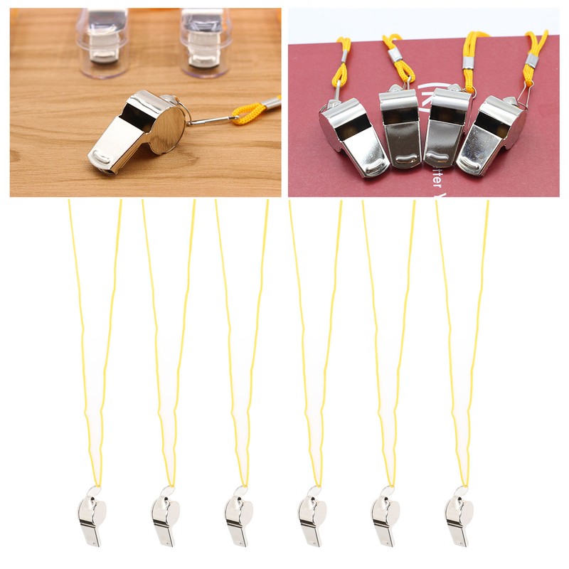 24pcs Stainless Steel Sports Whistles with Lanyard Loud Crisp Sound