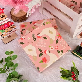 Vnaaem Chicken Christmas Wrapping Paper for Girls Kids - Funny Gift Wrap with Merry Clucking Christmas Words Design for Winter Holiday Party - 20 X 28 Inches 6 Folded Sheets