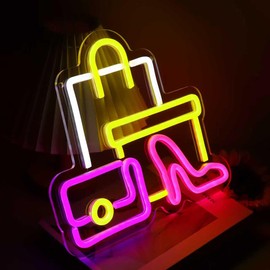 Lmnopqr Shoe Bag Neon Sign for Wall Decor USB Powered Dimmable Light for Shop Home, Clothing or Bag Store, Dressing Bedroom, Birthday Party, Christmas Girls Gifts