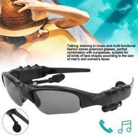 Smart Glasses Wireless Bluetooth MP3 Polarized Lenses Music Call Sunglasses with Stereo Earbuds for Android IOS Phone Travel Beach Riding (Black+Yellow Lens+)