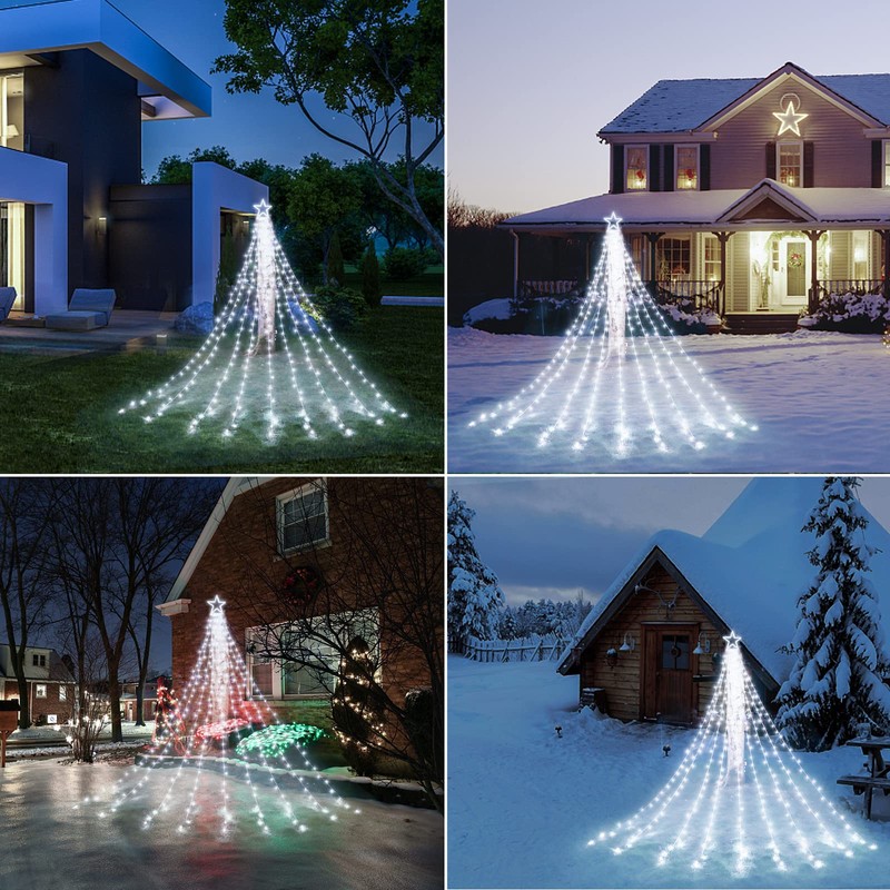 Decute Christmas Decorations Outdoor String Lights 8 Modes and Timer