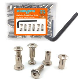 M6 x 3/4" Hex Drive Socket Cap Bolts Screws Kit,ALLOYPRO 35-Sets Binding Post Screws Socket Cover Connecting Bolt Fixing Post Screw for Furniture Chair Crib Table Cabinets,M6x20mm