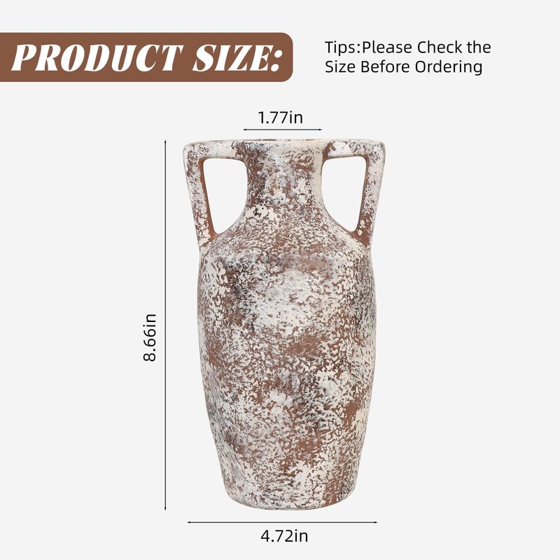 Farmhouse Decor Rustic Ceramic Flower Vase Decorative Pottery Terracotta Vases