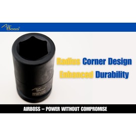AirBoss 33MM 1" Drive CR-MO Steel DEEP 6 Point, Radius Corner Design, Chamfered Opening 1" Impact Socket