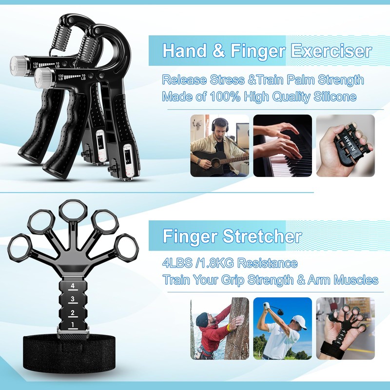 ALMAH Hand Trainer Training Set (5 Pack) Finger Trainer Grip
