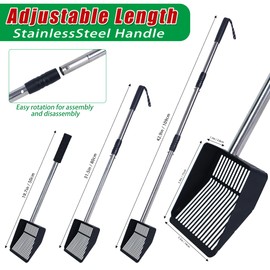 Bylion Hollow Out Fireplace Shovel Black Metal Coal Shovel, Fireplace Ash Sifter Scalable with 3-Section Adjustable Stainless Steel Handle & Protector, Fireplace Tools for Woodstove to Separate Coals