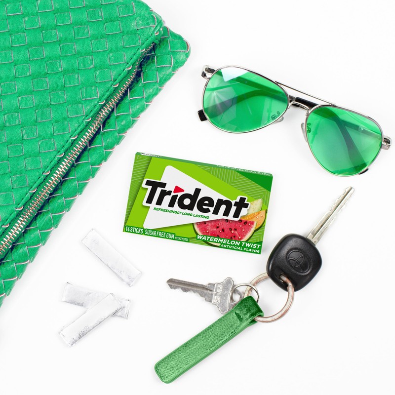 Trident Watermelon Twist Sugar-Free Chewing Gum, 12 Packs of 14