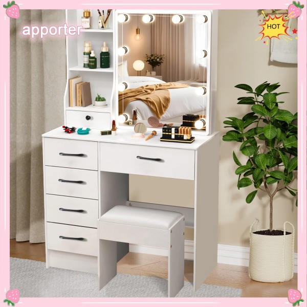 Yamissi Makeup Vanity Set Dressing Table Desk with LED Lighted