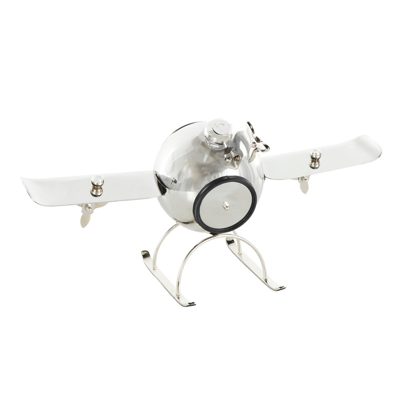 Deco 79 Stainless Steel Metal Airplane Rounded Tabletop Clock with