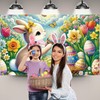 Happy Easter Photo Backdrop Bunny Rabbit Easter Eggs Flower Banner