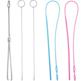 6 Pieces Sewing Loop Kit, Include Loop Turner Hook Flexible Drawstring Threader Metal Tweezers Long Loop Turner Tool with Latch for Fabric Belts Strips DIY Knitting Accessories
