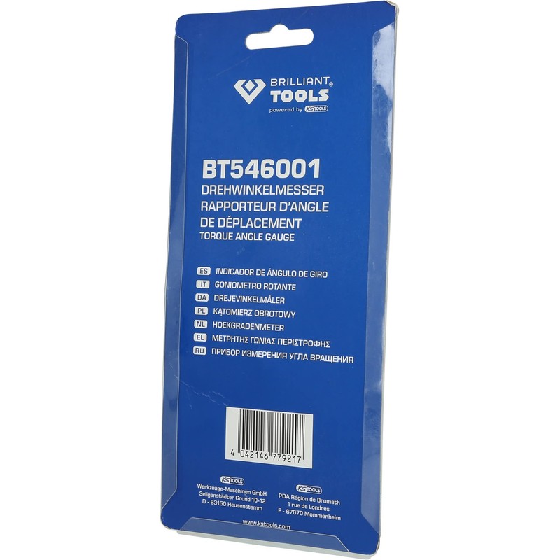 BRILLIANT TOOLS BT546001 Rotary Protractor [Powered by KS Tools], Black/Silver