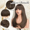 FESHFEN Long Wigs with Bangs, Synthetic Natural Looking Layered Straight