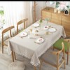 Plenmor Cotton Linen Table Cloth Stripe Tassel Rectangle Tablecloth Dust-Proof