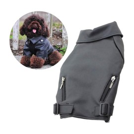 UOSIA Dog Leather Jacket Windproof Warm Cold Weather Pet Coats with Zipper French Bulldog Clothes Cool Puppy Motorcycle Clothing for Small Medium and Large Breed（Black，L-S）