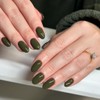 Olive Green False Nails Short Oval, SXVME Simple Acrylic Press