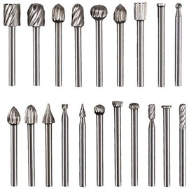 Gasea 20pcs 3mm Shank HSS Mini Router Burr Rotary File Cutter Wood Milling Carving Drill Bits
