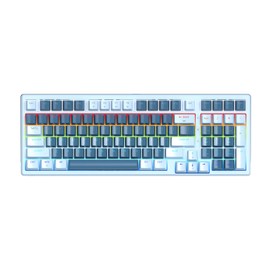 HUO JI 96% Wireless Mechanical Keyboard, Hot Swappable, Pre-lubed Blue Switches, Gasket Structure, Bluetooth/2.4GHz/USB-C, Led Backlit Sidelit, Custom Gaming Keyboard for PC (Blue)