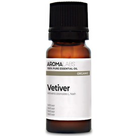 BIO - VETIVER Essential Oil - 10mL - 100% Pure, Natural, Chemotyped and AB/Cosmos Certified - AROMA LABS (French Brand)