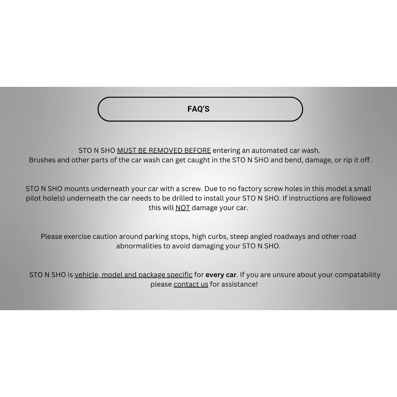 STO N SHO Front License Plate Bracket Compatible with 2020-2023