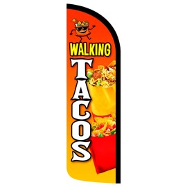 Vista Products Walking Tacos Premium Windless Polyknit Feather Flag (3 x 11.5 feet)