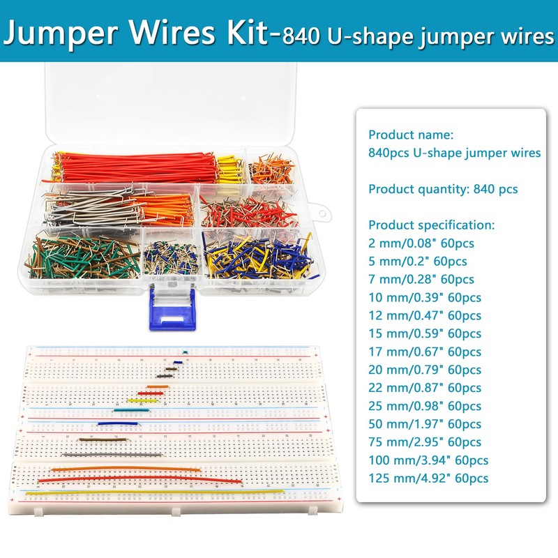 840Pcs Breadboard Jumper Wire kit for Arduino, 14 Vaules, 2