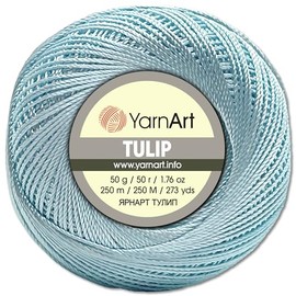 Frida's Wollhaus YarnArt 50g Tulip Crochet Yarn Fillet Yarn Microfiber Shiny Silky 49 Colors (407 | Baby Blue)