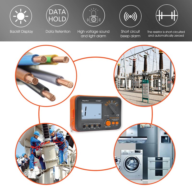 Digital Insulation Resistance Tester Megohmmeter Meter DCV ACV Megohm Meter