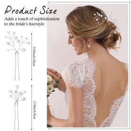 Landical 14 Pcs Baby's Breath Hair Pins Boho Bridal Pearl Flower Wedding Hair Accessories for Brides Bridesmaids Women Girls (Silver)