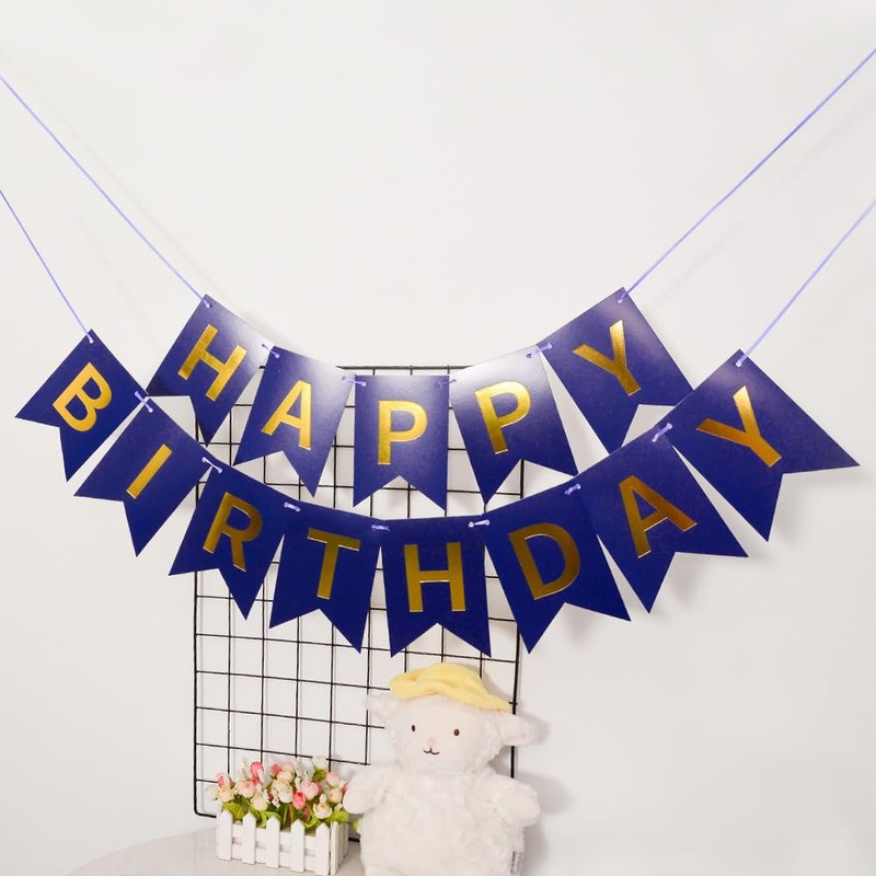 Kiyanest Royal Blue Birthday Banner - Elegant & Reusable Party