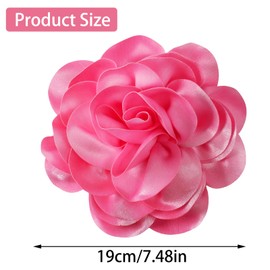 Dainty Satin Fabric Rose Flower Brooches Large Rose Flower Big Camellia Flower Satin FlowerFabric Lapel Brooches for Women'S Wedding Dinner Party Decoration 7.48 Inches (Pink)