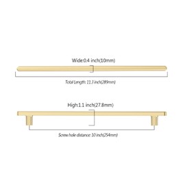 KNOKLOCK 10 Pack 10 Inch(254mm) Kitchen Cabinet Handles Brushed Gold Cabinet Pulls Kitchen Cabinet Hardware Drawer Pulls for Cupboard Wardrobe