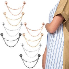 Pack of 8 Magnetic Clothes Clips, Multifunctional Magnetic Button Clips, Women's Clothes Clips, Pinless Magnetic Clothes Clips with Long Chain for Fixing Too Long Trouser Legs