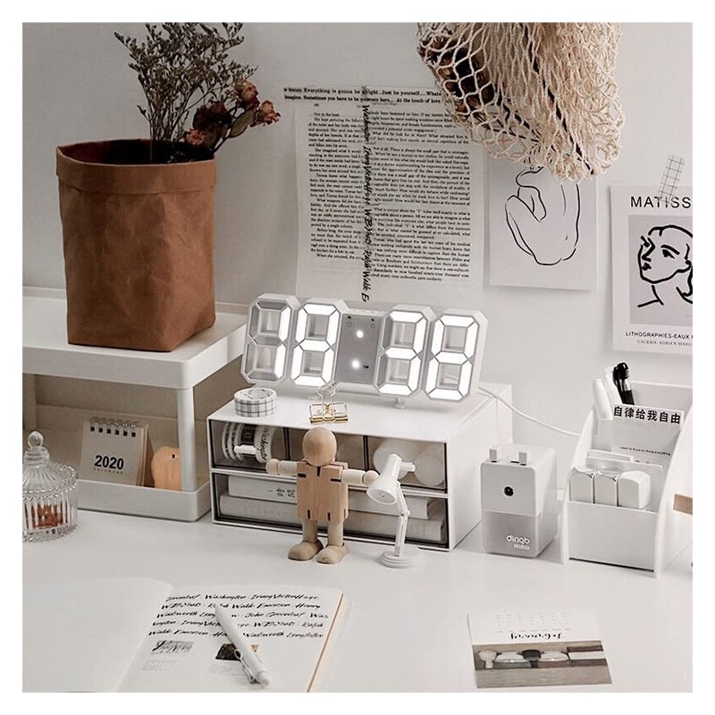 LED Digital Wall Clock Alarm USB Date Temperature Table Desktop