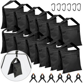 12 Pack Photography Sandbag Heavy Duty Sand Bags with Zipper Weight Bag Saddlebag Design for Photography Stand with Spring Clamps & Buckle Sand Bag Weights for Backdrop Stand Photo Tripod