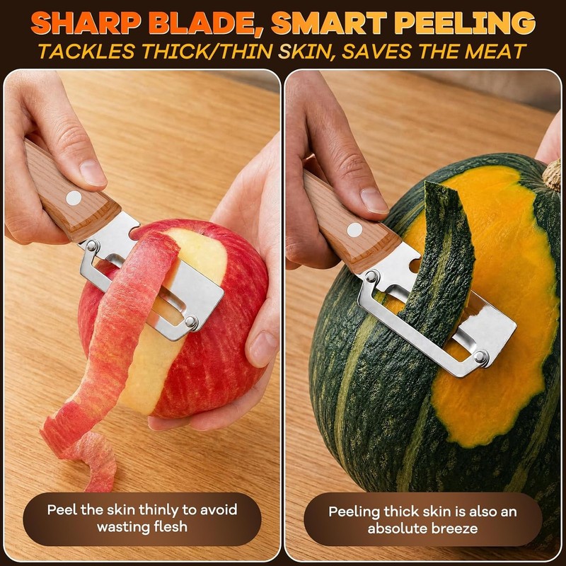 2 Packs Multi-Functional Vegetable Peeler for Kitchen with Wooden Handle