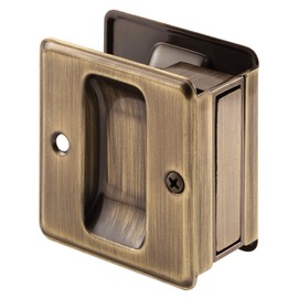 Prime-Line N 7080 Solid Brass, Antique Brass Finish, Pocket Door Combination Pull (Single Pack)
