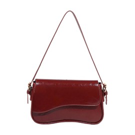 QWINEE Women's Y2k PU Leather Shoulder Bag Vintage Handbag Flap Underarm Bag Retro Clutch Purse Burgundy One Size