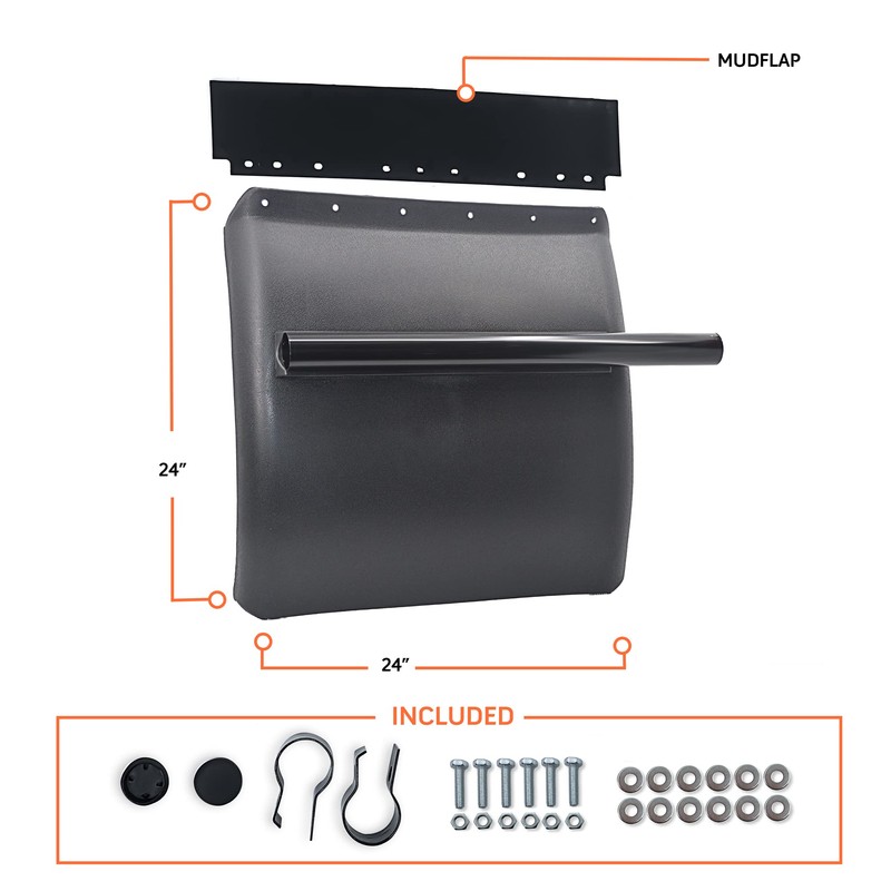 TORQUE Quarter Fenders for Semi Truck, 24" x 24" Black