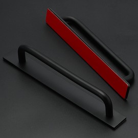 Ravinte Adhesive Cabinet Handles Self Stick Drawer Pulls Stick on Handle Black Cabinet Pulls No Drilling Push Pull Helper for Kitchen Cabinet Window Sliding Closet Door Handle - 8.35", 2 Pack