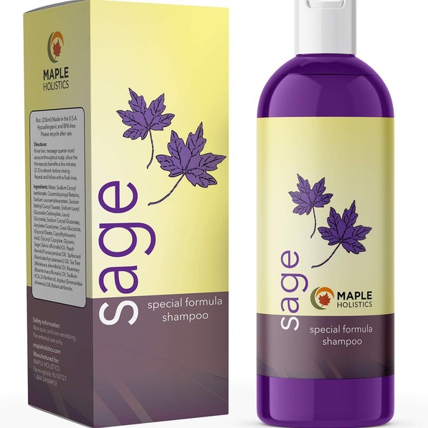 Sage Shampoo for Thin Hair Care - Sage Oil Clarifying Shampoo for Build Up Hair Shine and Scalp Moisturizer - Oily Hair Shampoo for Greasy Hair and Dry Scalp Treatment with Essential Oils for Hair