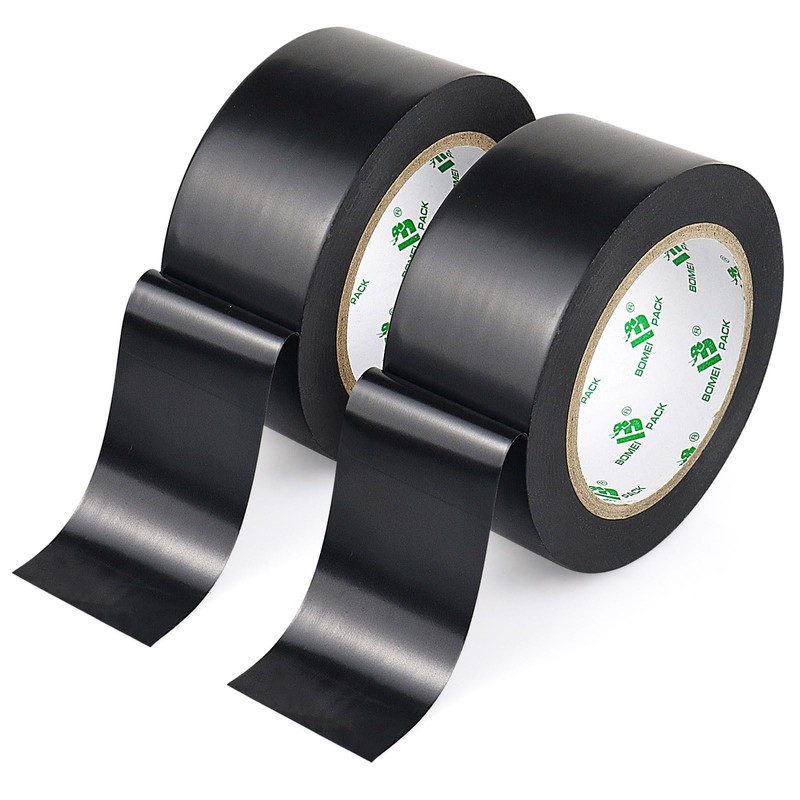BOMEI PACK Black Floor Marking Tape, Safety Hazard Tape for