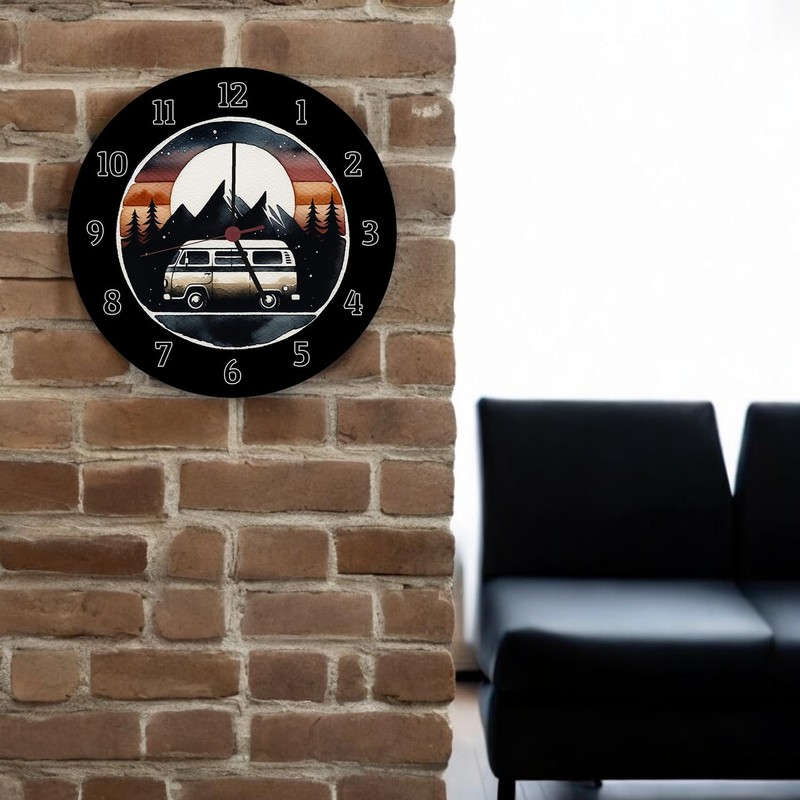 Motorhome Wall Clock Aluminium Unique Camping Clock, Caravan Design for