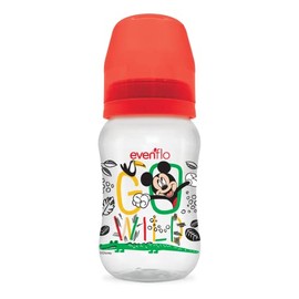 Evenflo Biberón Disney & Friends Anticólicos, Silicón, Cuello Ancho, Flujo Lento, 270ml, Mickey Mouse & Minnie Mouse