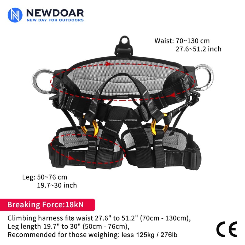 NewDoar Adjustable Thickness Climbing Harness, CE Certification Wider Half Body