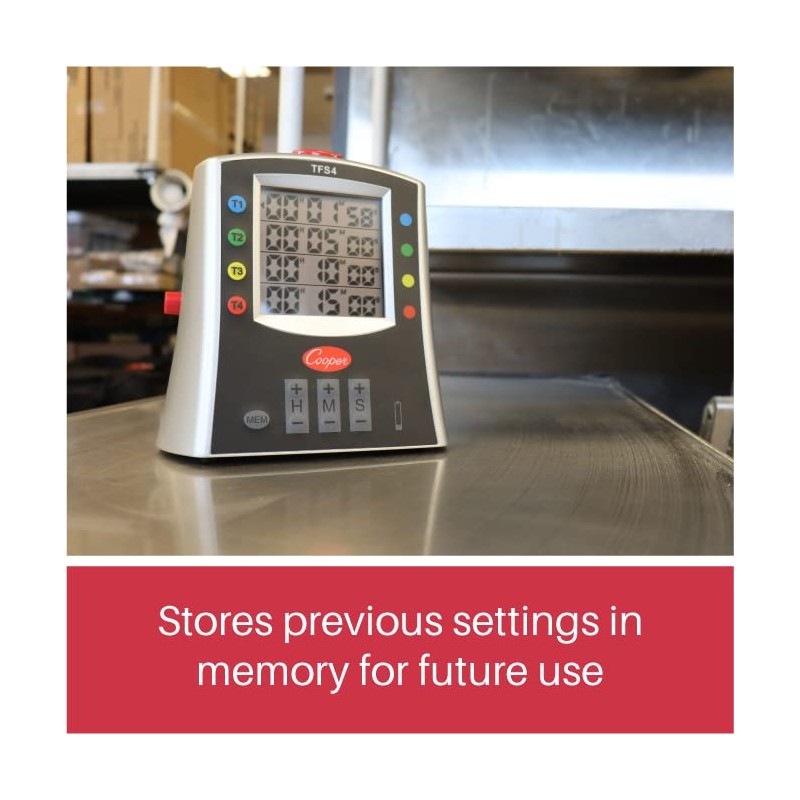 Cooper-Atkins TFS4 Large Multi-Station Digital Timer for Food Safety in