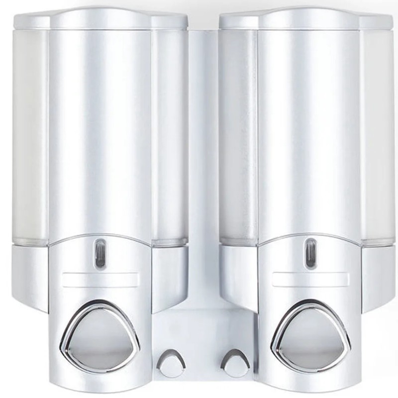 Homeroots Gray Heavy Duty Plastic Two Chamber Wall Mount Soap